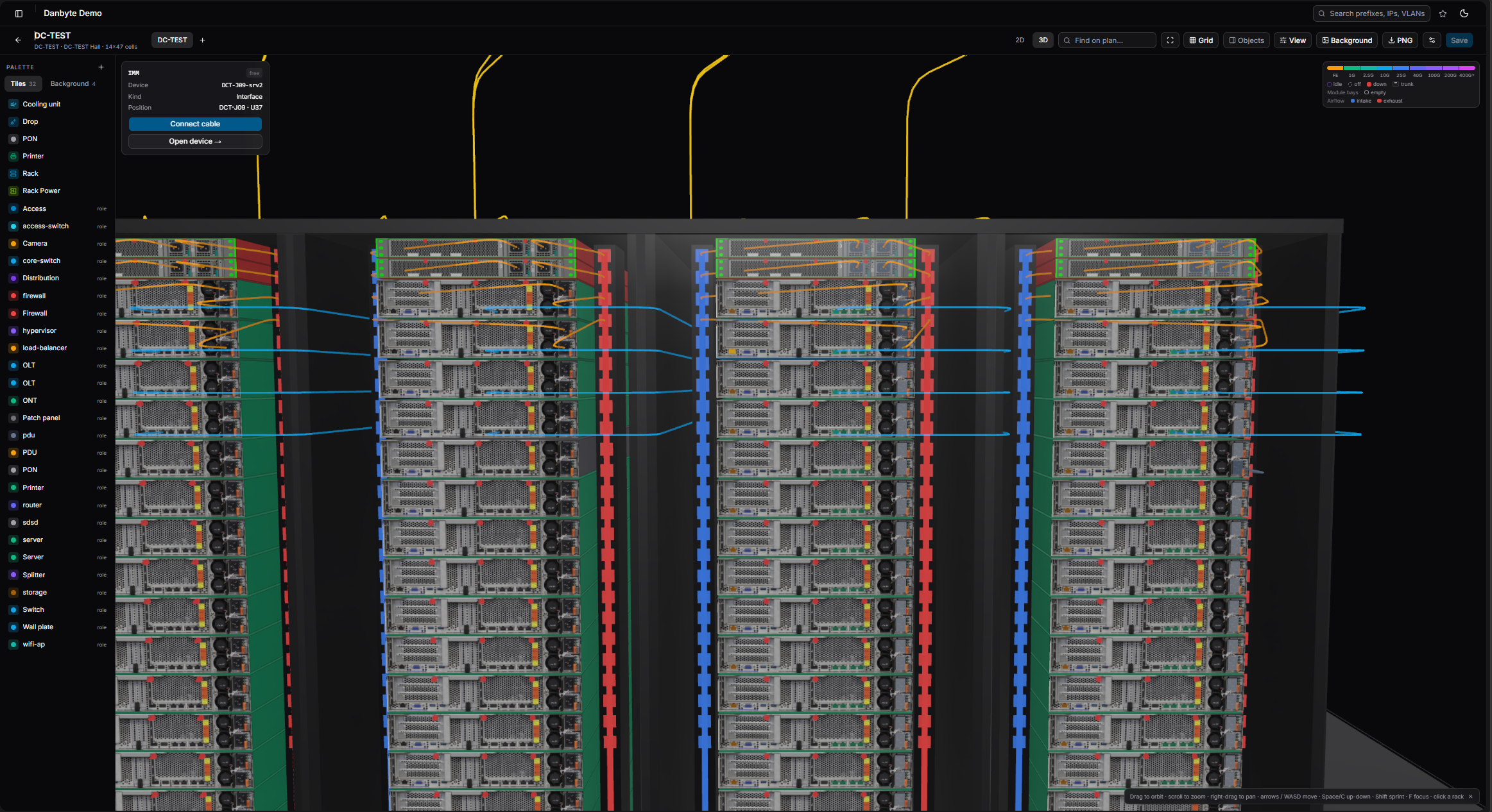 Drop to the rear for faceplates, PDUs and routing