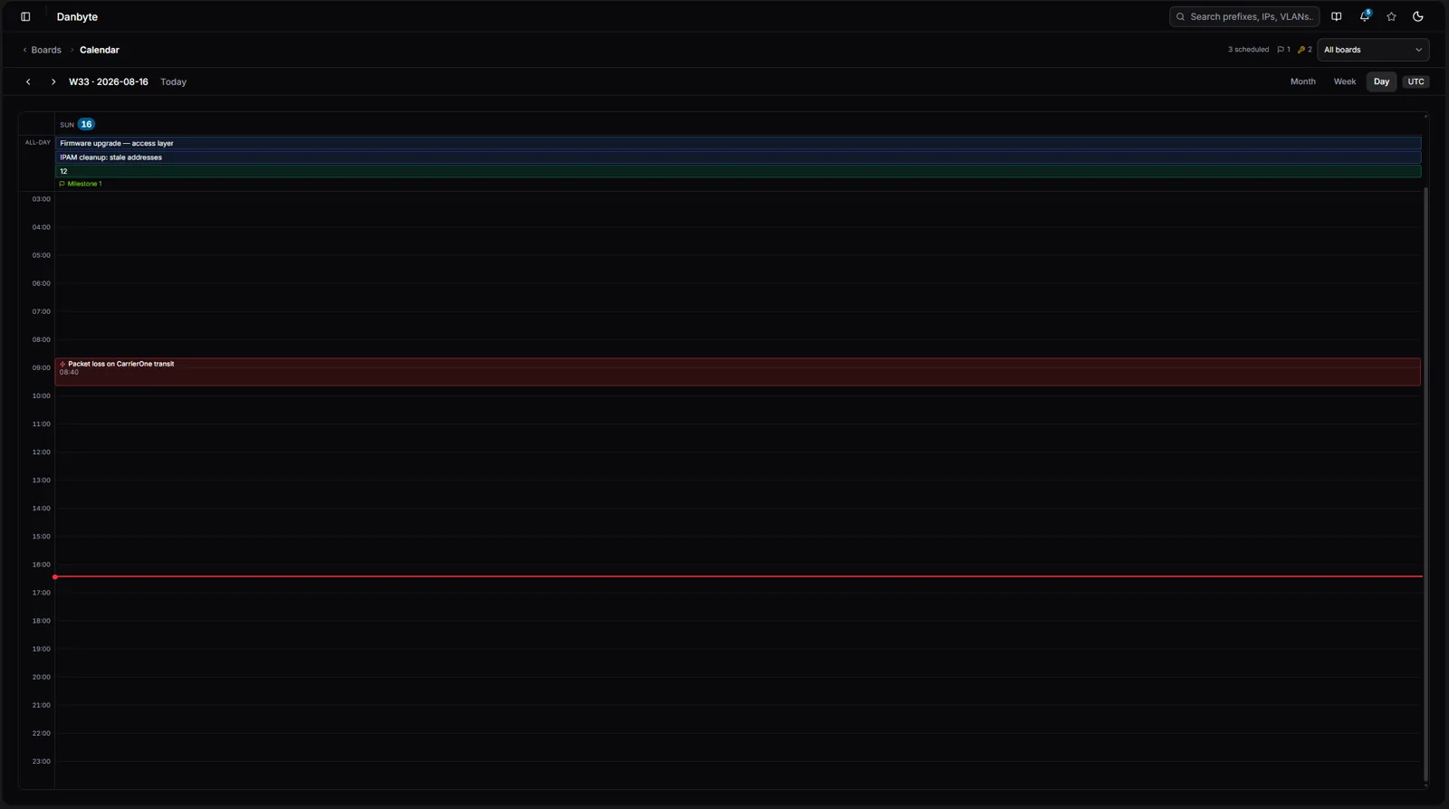 Day — a single-column timeline