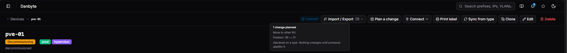 Every affected object shows a "planned" chip and a tooltip: nothing changes until someone applies it.