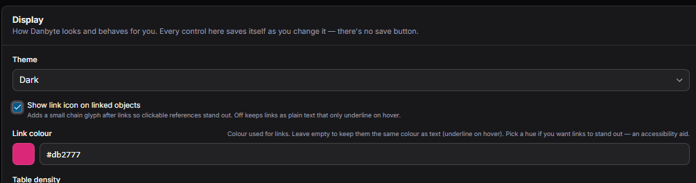 Pick a hue — it applies instantly, no save button