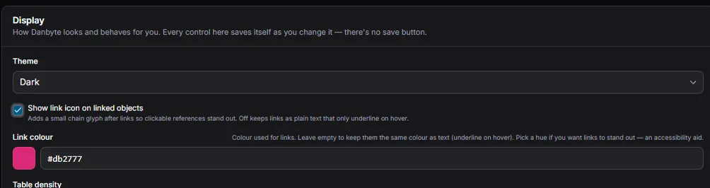 Pick a hue — it applies instantly, no save button