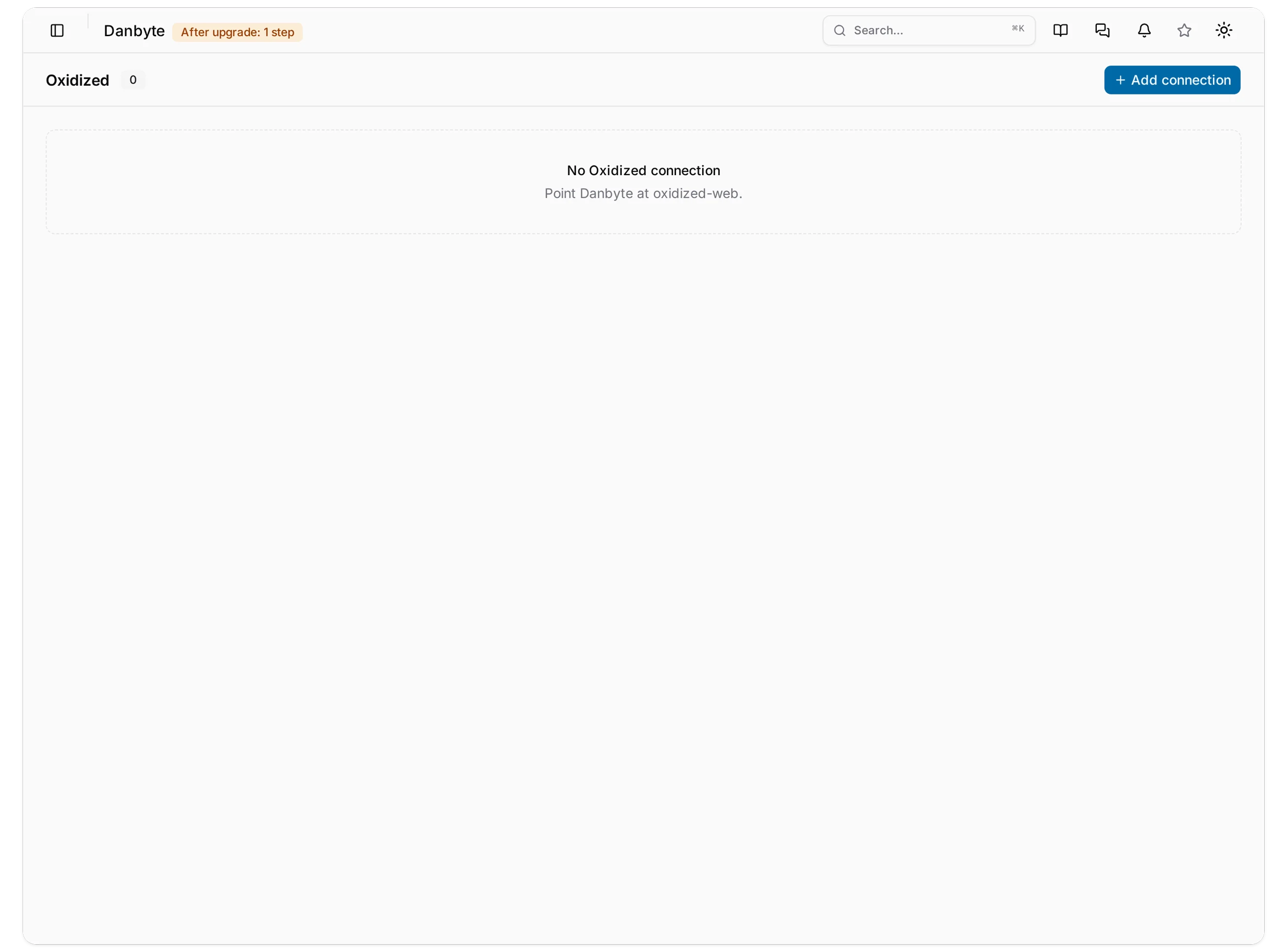 The Oxidized page before a connection exists.